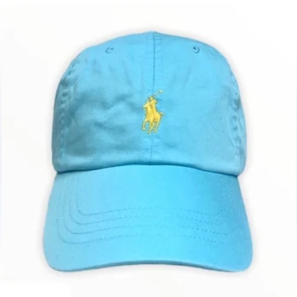 Ralph Lauren Light Blue Baseball Cap with Yellow Pony Logo